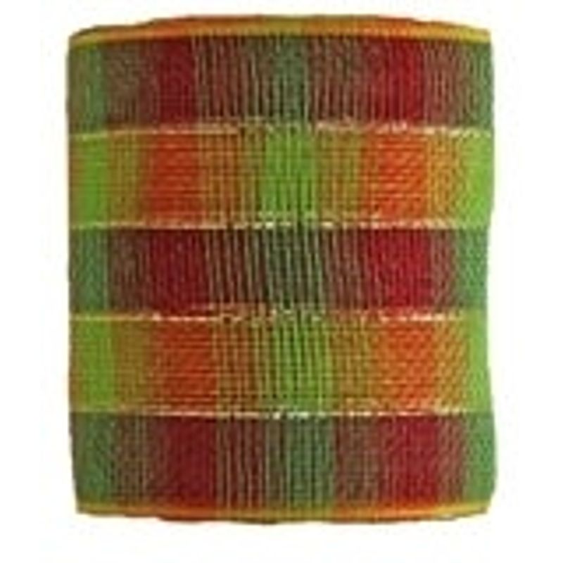 5.9" x 25yds Metallic Mesh, Fall Plaid