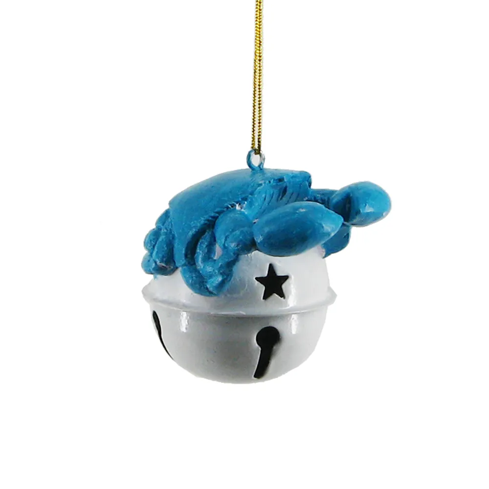 2-1/2" BLUE CRAB ON BELL CHRISTMAS ORNAM