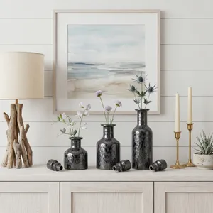 RAESIDE SET OF 3 BLACK VASES 15 (IN) 11