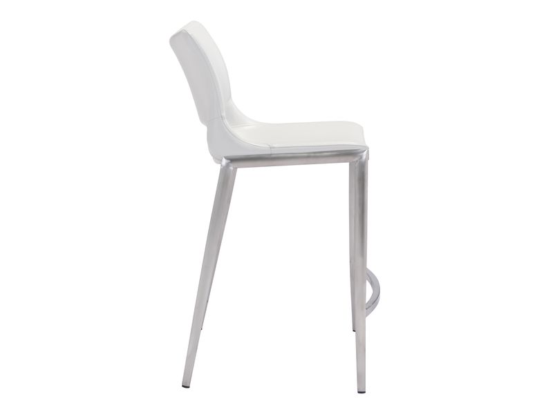 Ace Counter Stool White & Silver 3