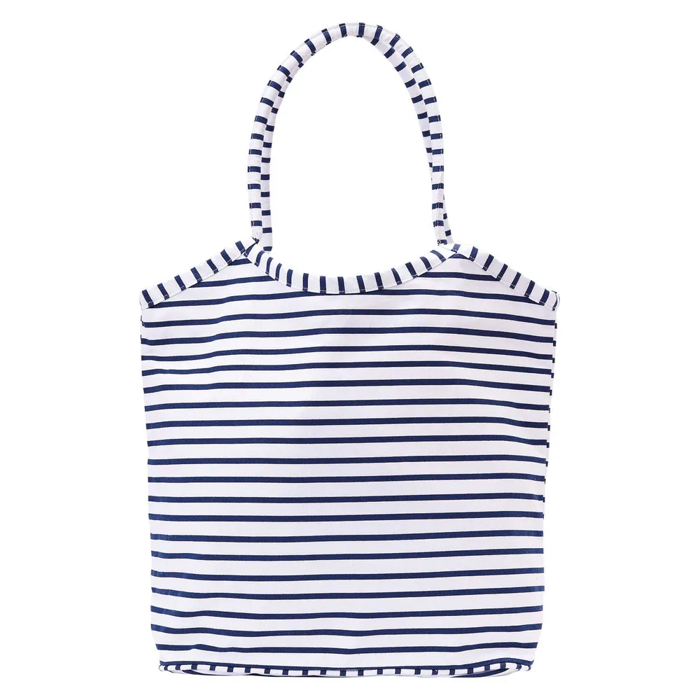 Bateau Stripe Navy Canvas Bucket Bag