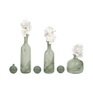 HARSTONRIDGE SET OF 3 GREEN GLASS VASES 19 (IN) 3