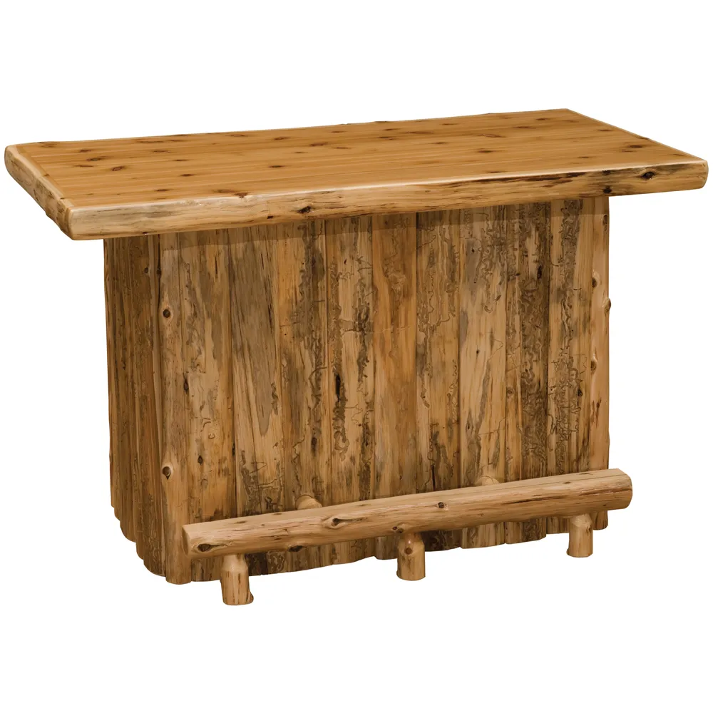 Cedar Log 5-foot Bar - Coffee - Armor Finish - Fridge on Right