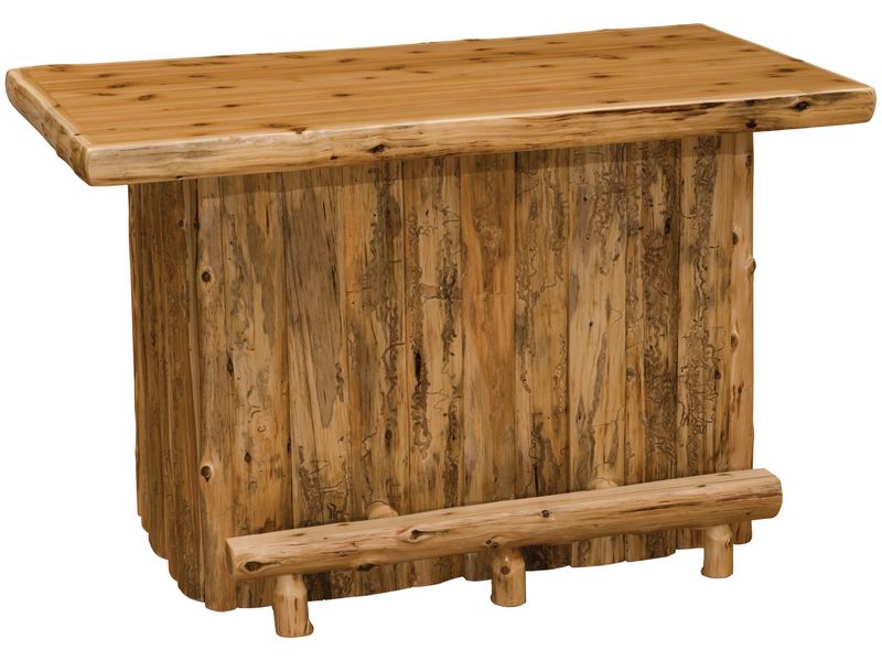 Cedar Log 5-foot Bar - Coffee - Armor Finish - Fridge on Right 2