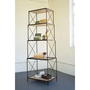 Stackable Four-Tiered Metal & Wood Shelving Unit 1
