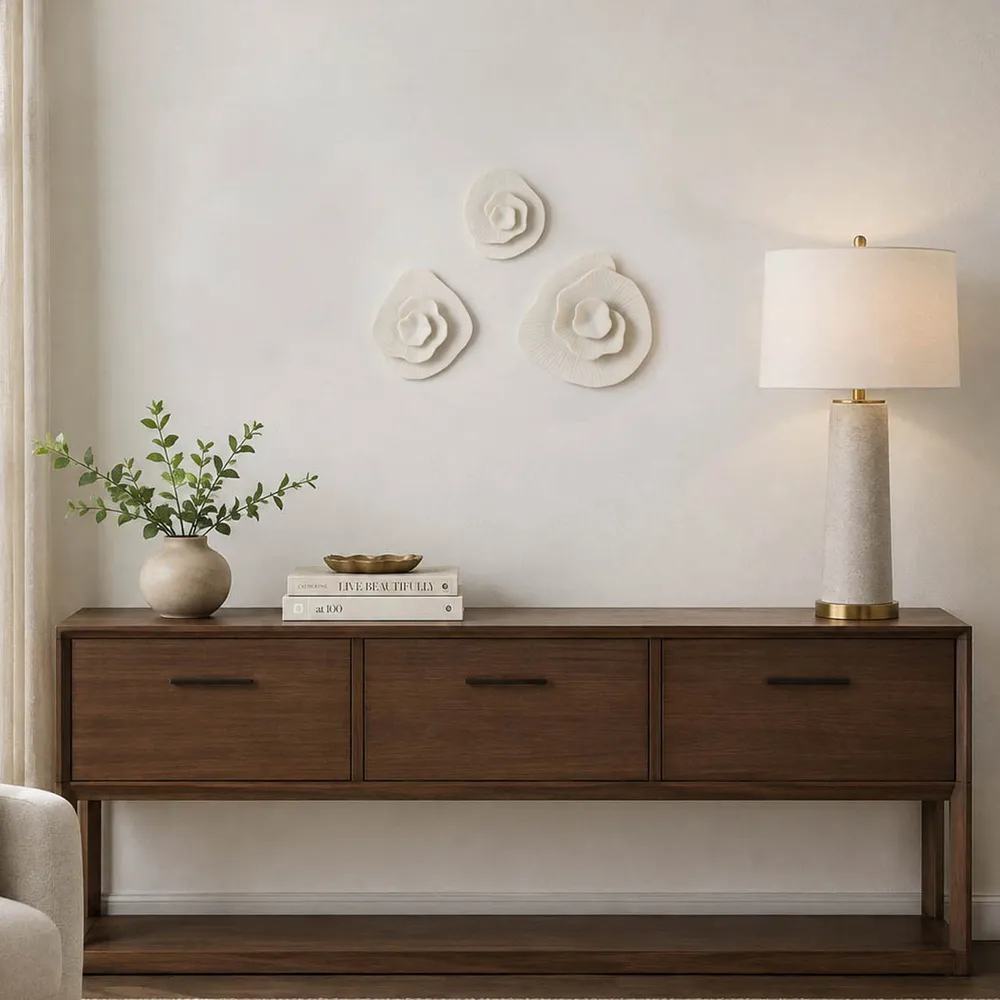 FRAZIERLAKE SET OF 3 WHITE WALL SCULPTURES 13 (IN)