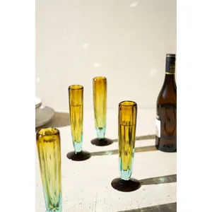 Blue and Amber Recycled Champagne Glass 2