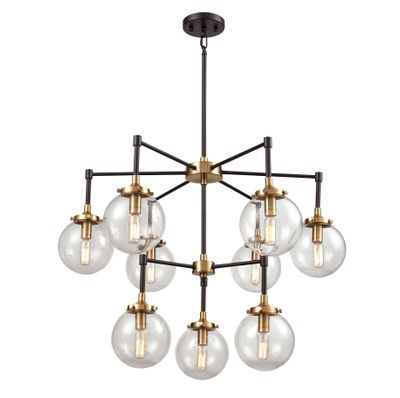 Boudreaux 30'' Wide 9-Light Chandelier - Matte Black with Antique Gold