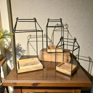 Timber Base Lanterns Set of 3 18,14,12in H 2