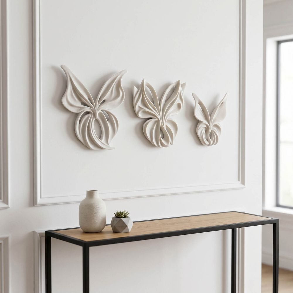 CLAYTONPARK SET OF 3 WHITE WALL SCULPTURES 15 (IN)