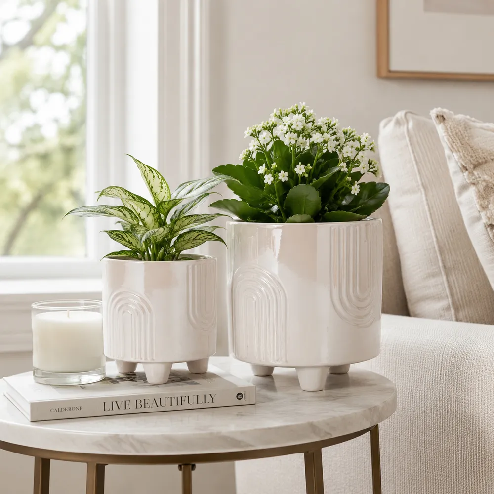 JASPERWAY SET OF 2 IVORY PLANTER 8 (IN)
