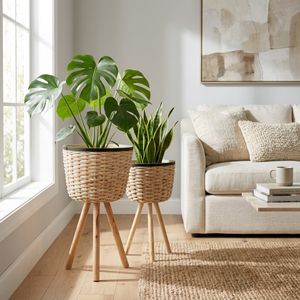 HALSEYBURN SET OF 2 WHITE PLANTER 23 (IN) 11