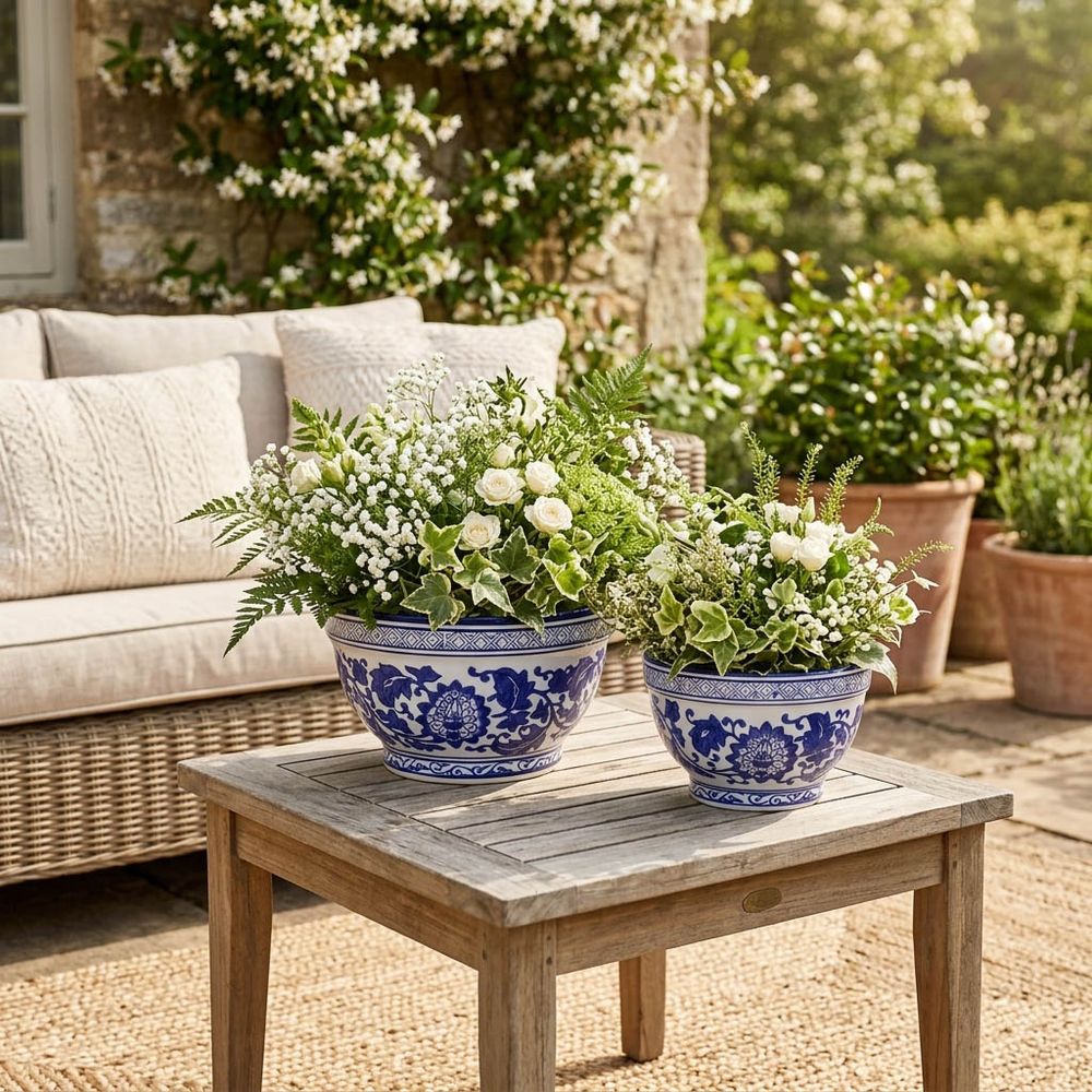 ROYBROOK SET OF 2 BLUE PLANTER 6 (IN)
