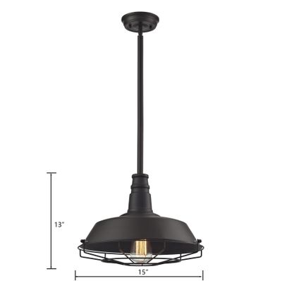Warehouse Pendant 15″ Wide 1-Light Pendant - Oil Rubbed Bronze