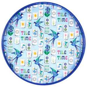 Tile Time Round Lacquer Serving Tray 2