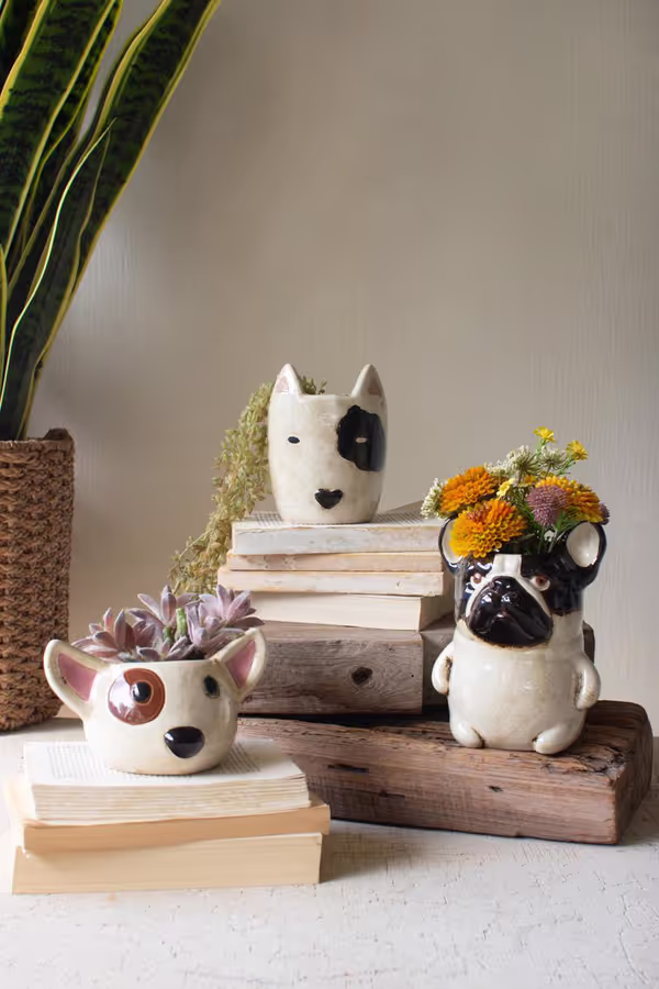 Ceramic French Bulldog Planter