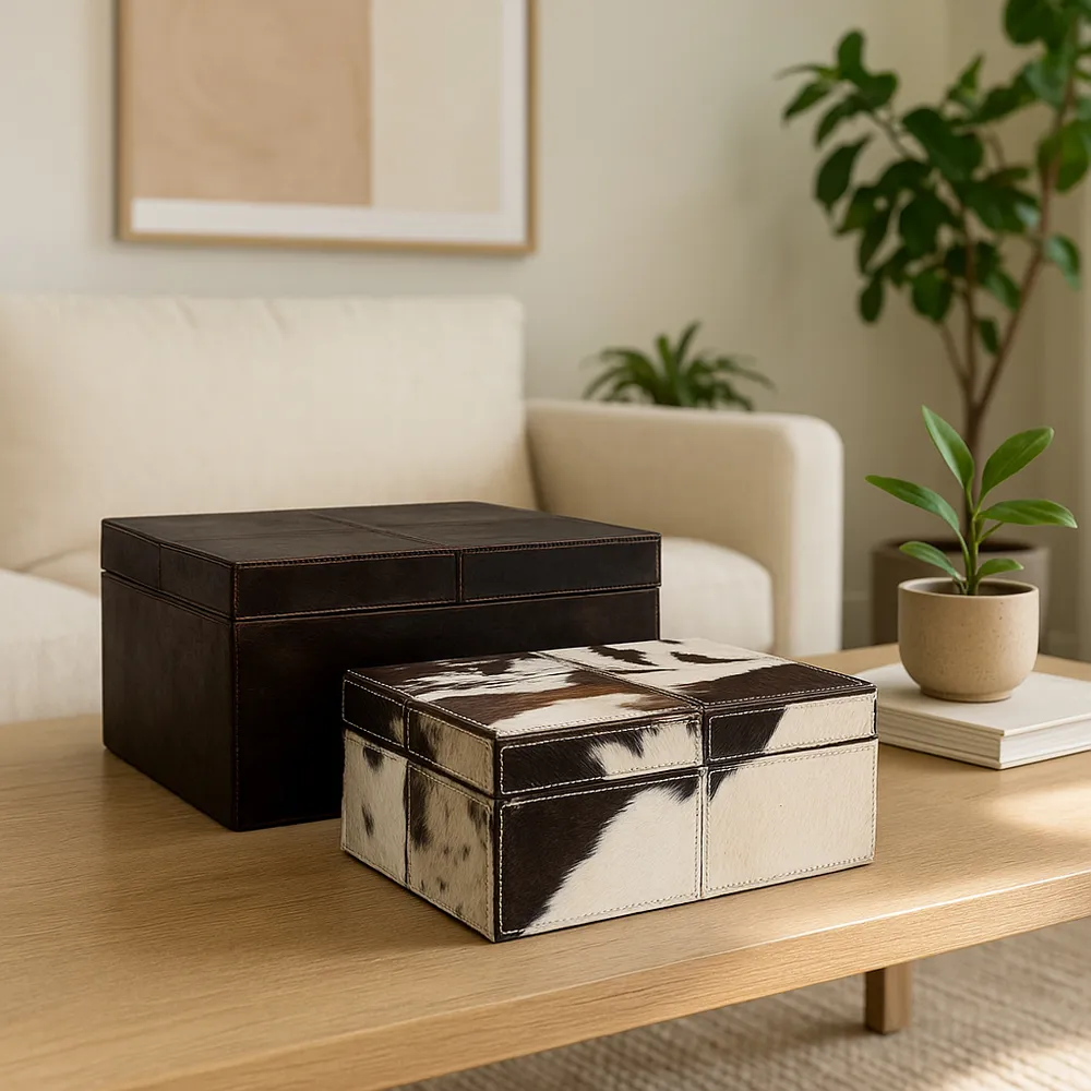 ESSEXLAND SET OF 2 IVORY BOXES 6 (IN)