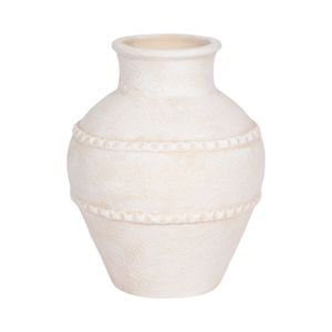 12" TRADITIONAL TEXTURED TERRACOTTA VASE, IVORY 1