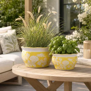 HENLEYDALE SET OF 2 YELLOW PLANTER 8 (IN) 10