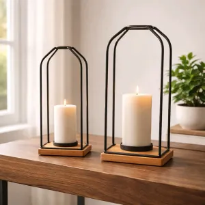 Modern Arch Lanterns Set of 2 L - 6x6x12in S - 5x5x10in 1
