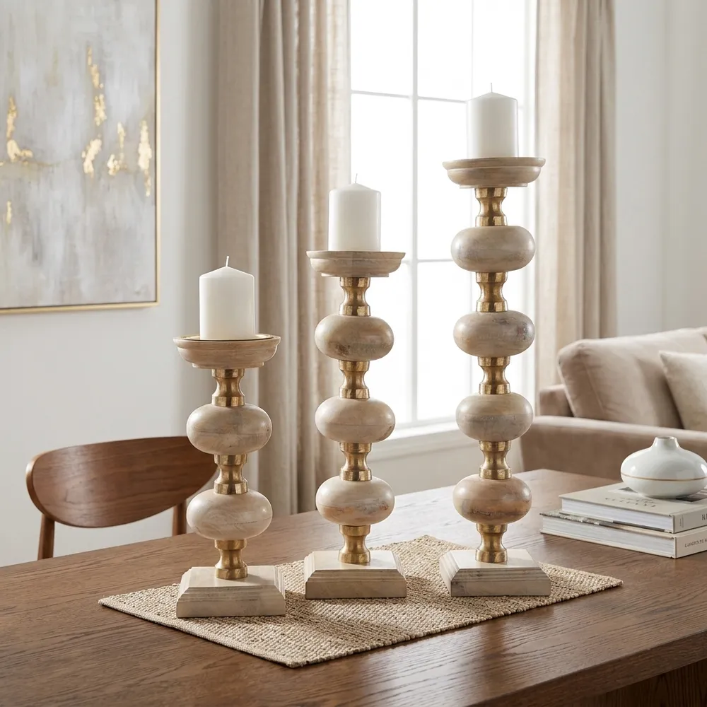 JULIANROSE SET OF 3 BROWN CANDLESTICK 23 (IN)