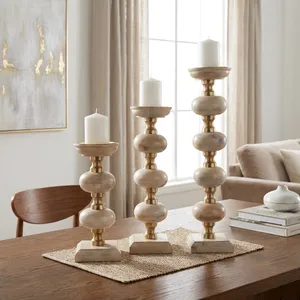 JULIANROSE SET OF 3 BROWN CANDLESTICK 23 (IN) 2