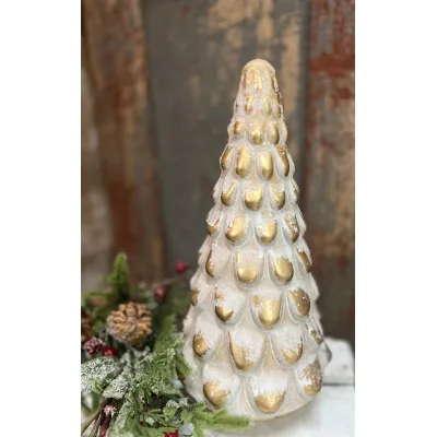Large White and Gold Glass Tree 6x12in