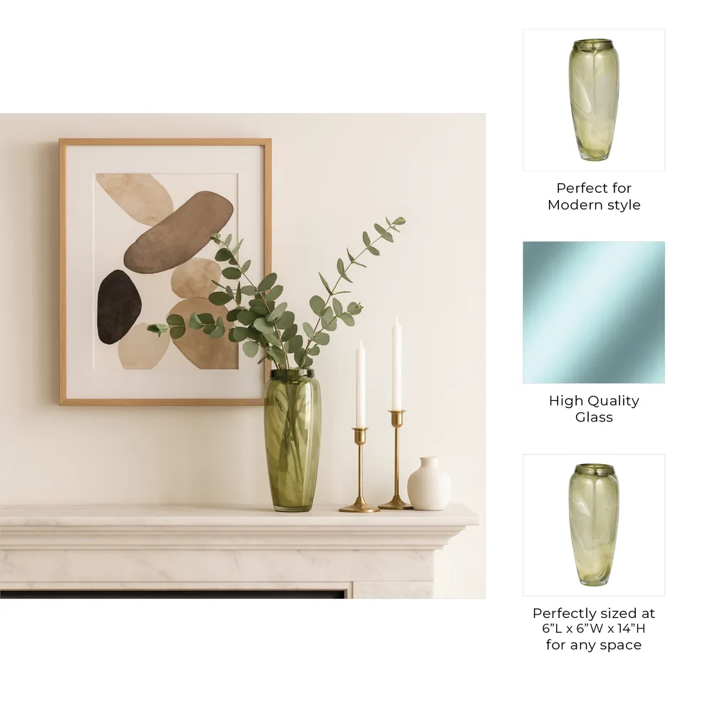 SOLCREST GREEN GLASS VASE 14 (IN)