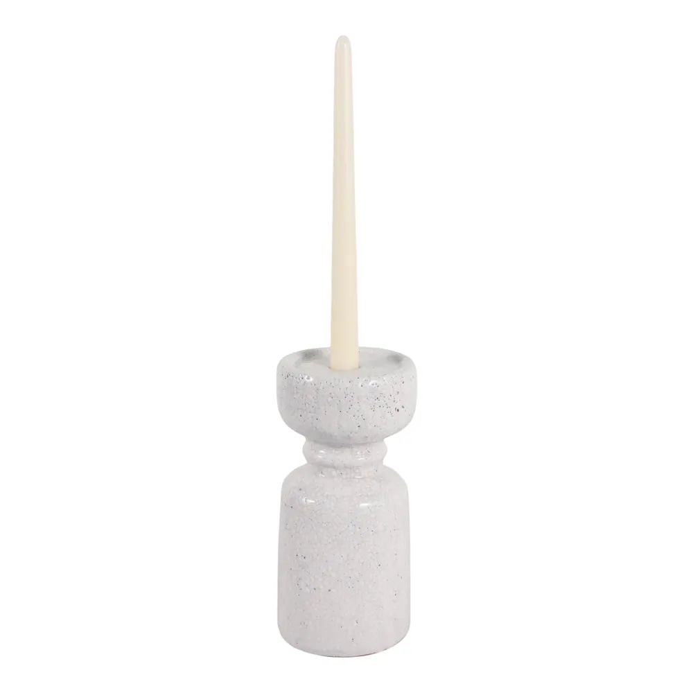 BARTONTON WHITE CANDLE HOLDER 9 (IN)