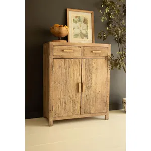 Reclaimed Wood Cabinet with Two Doors and Two Drawers 2