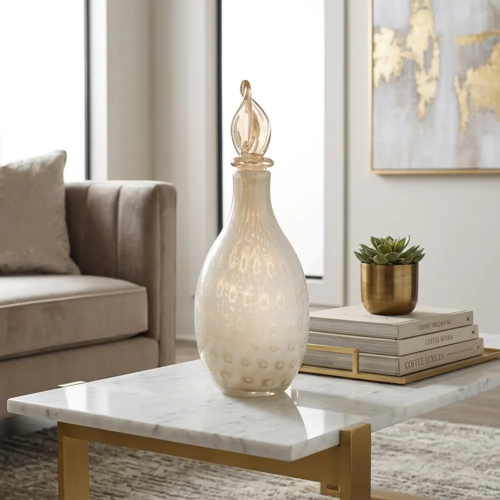 DENTONSHAW IVORY GLASS VASE 16 (IN)