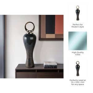 THORNTON BLACK GLASS VASE 34 (IN) 10