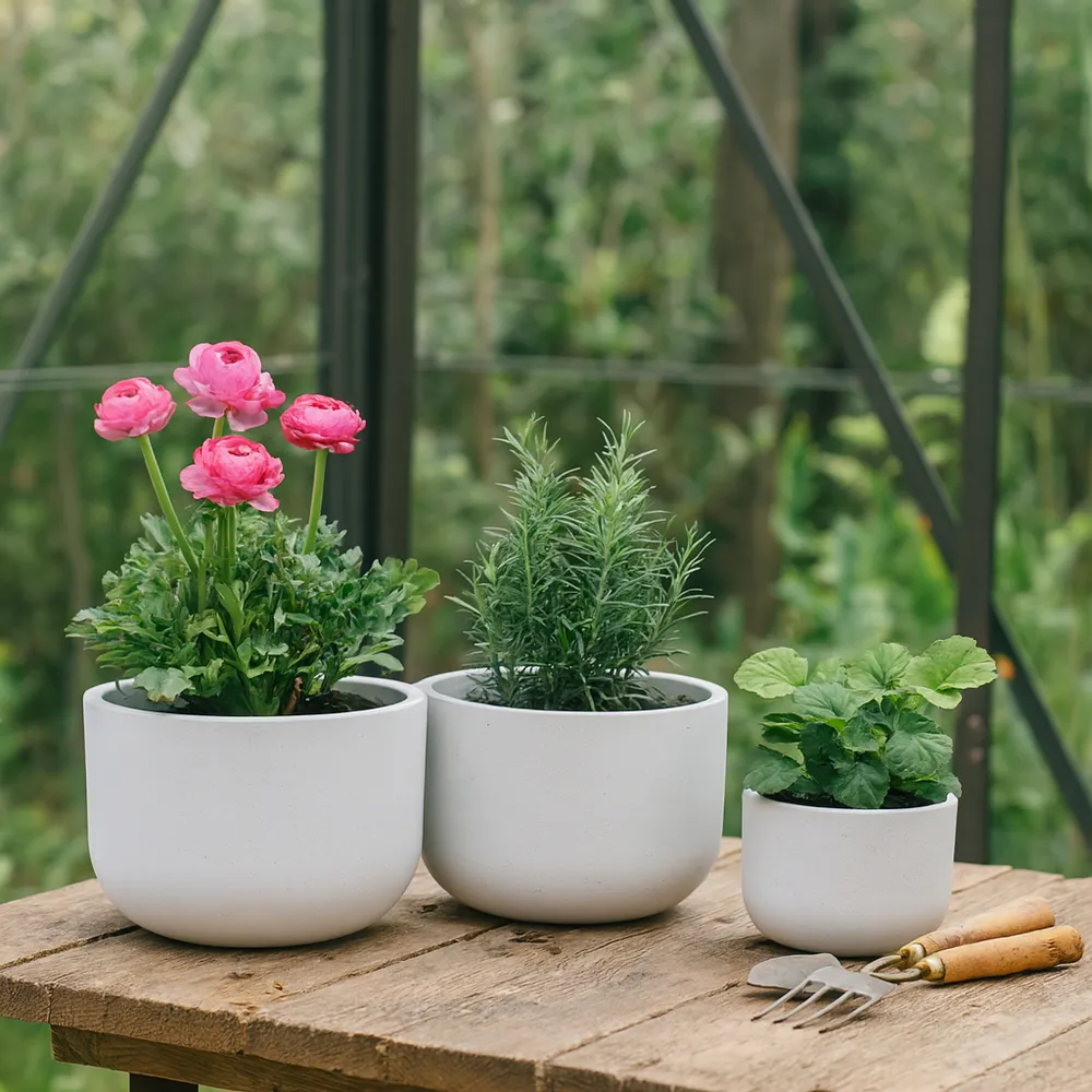 KIRA SET OF 3 WHITE PLANTER 11 (IN)