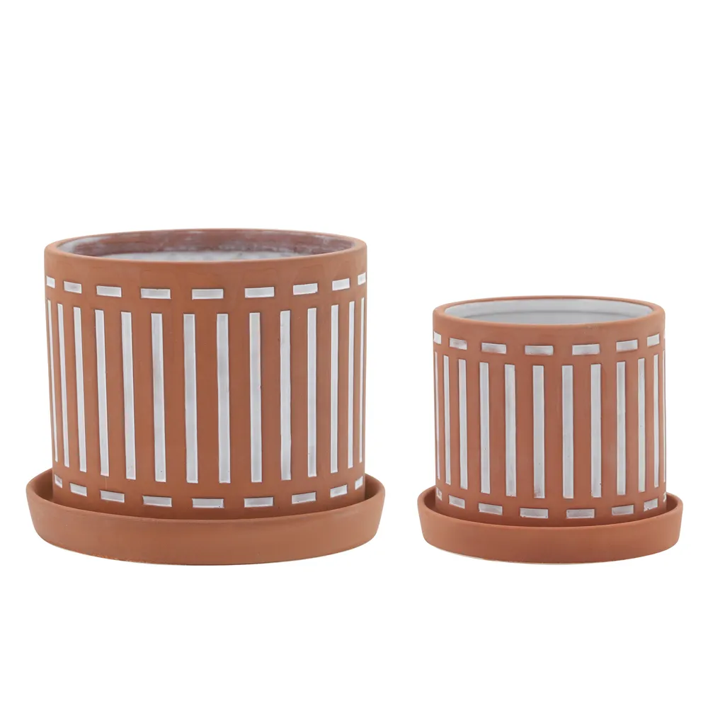 SHAYPORT SET OF 2 ORANGE PLANTER 8 (IN)