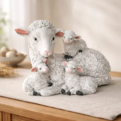 Sheep Family 8x4.8x5.5in