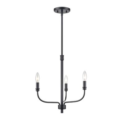 Newland 17″ Wide 3-Light Chandelier - Matte Black