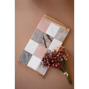 Rectangle Marble and Wood Checkered Serving Board 1