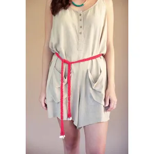 Adjustable-Strap Short Jumper with Front Pockets / Oatmeal 8
