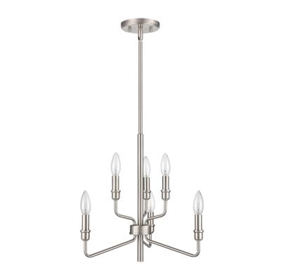 Saginaw 18″ Wide 6-Light Chandelier - Satin Nickel