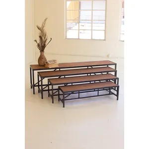 Set of 4 Metal and Wood Display Risers 1
