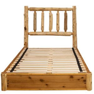 Cedar Log Traditional Platform Bed - Queen - Natural 3