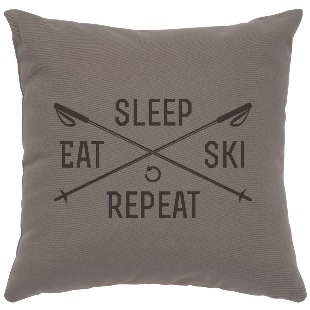 Image Pillow - Sleep, Eat, Ski - Cotton Chrome