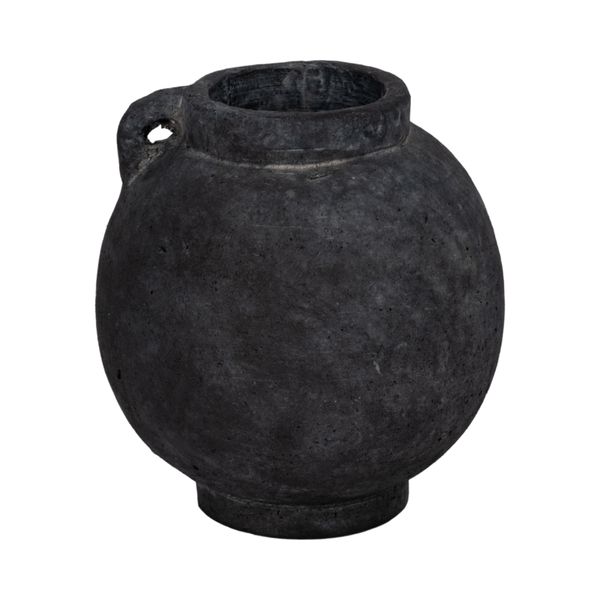7" BULBOUS JUG WITH HANDLE; BLACK