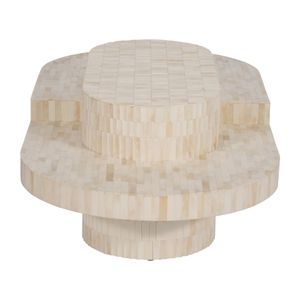 WOOD, 49" CARVED INLAY COFFEE TABLE, NATURAL 4