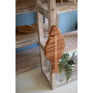 Set of 3 Recycled White-Washed Wood Shelving Units 4