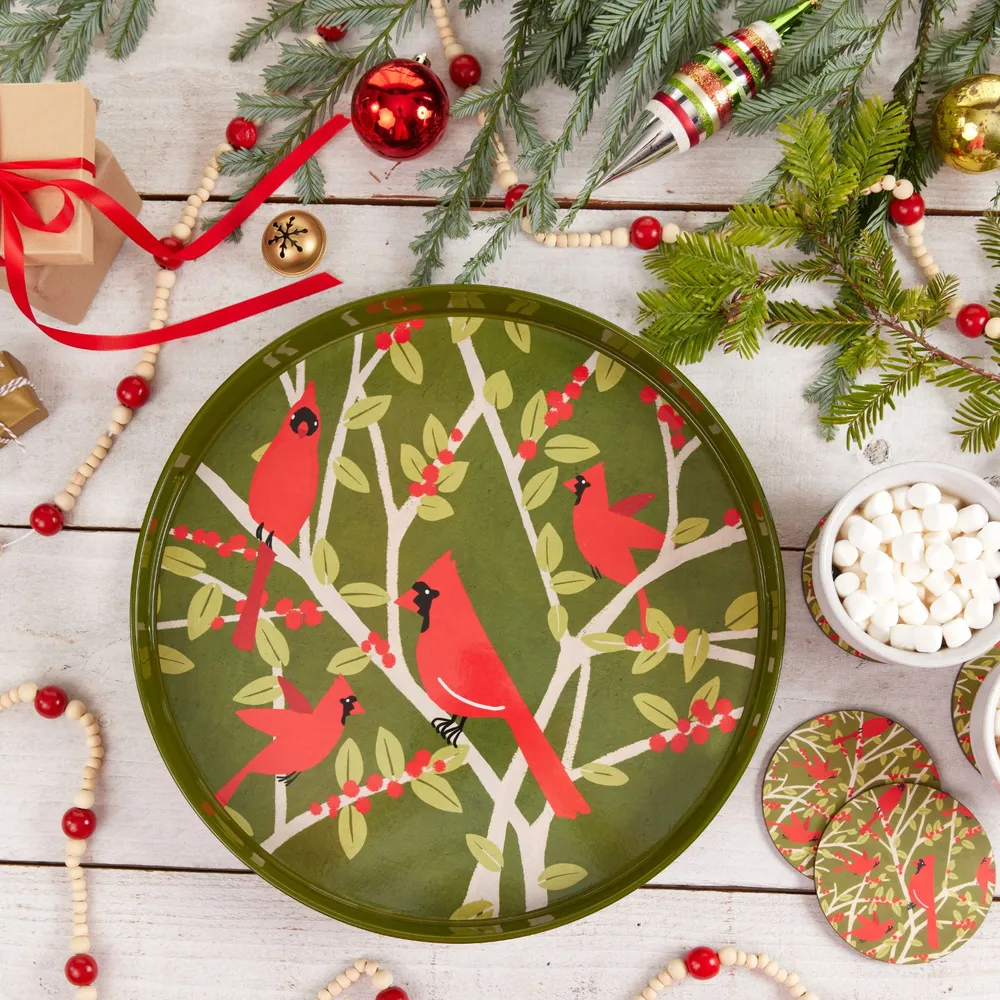 Cardinal Round Lacquer Serving Tray