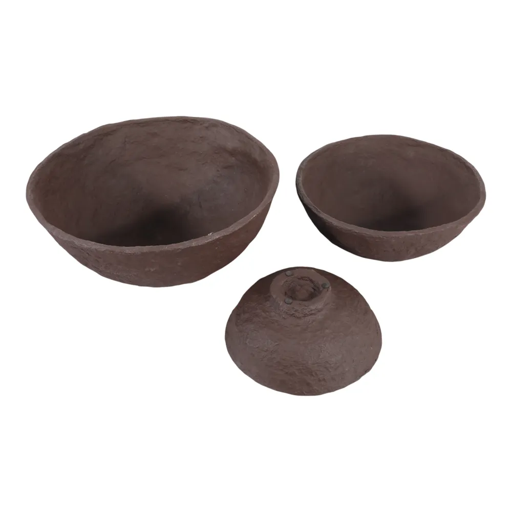 BECKLEY SET OF 3 BROWN BOWLS 10 (IN)