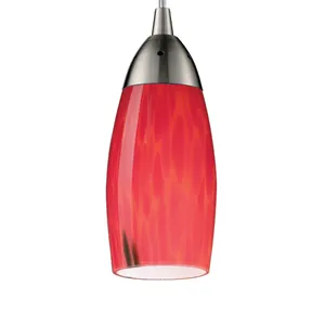 Milan 3'' Wide 1-Light Mini Pendant - Satin Nickel with Fire Red Glass 4