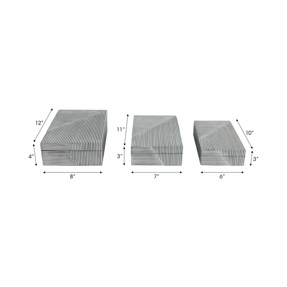 HENDONLAKE SET OF 3 BLACK BOXES 4 (IN)