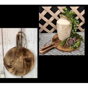 Dark Wood Round Chopping Board 16x12x0.5in 3